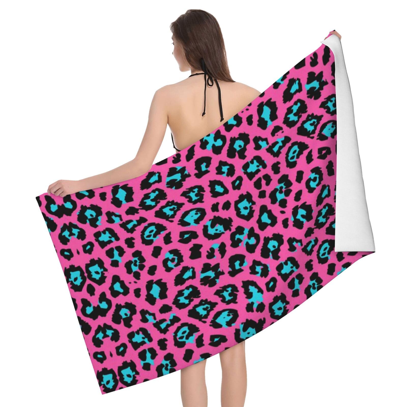 LSRCPD Cute Leopard Personalised Bath Towel Quick Dry,Print Soft Microfibre Absorbent Bath Towels Beach Towel Hand Towel