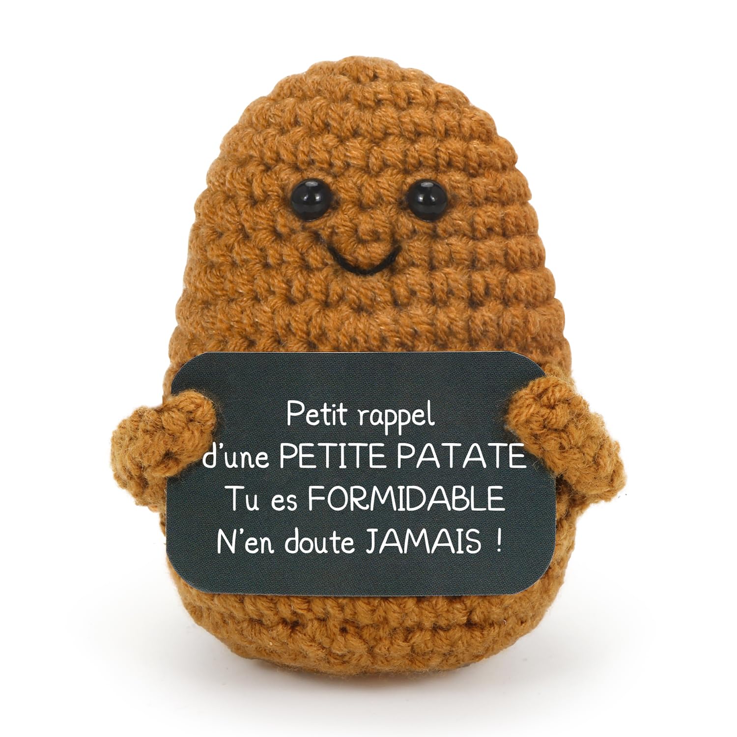 Poupée Pomme De Terre Positive – Tricotée Main, 5-8 Cm – Avec Carte D’énergie Positive – Décoration Bureau, Cadeau Réconfortant