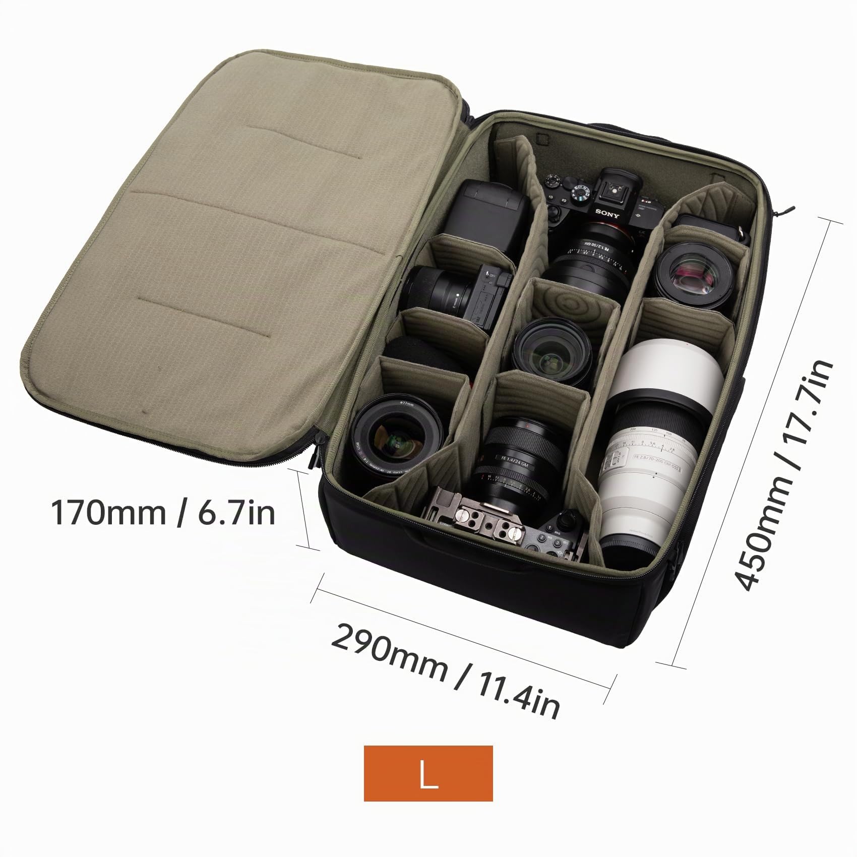 PGYTECH L Sacoche pour Appareil Photo, Pochette étanche pour Objectif Sac pour Photographes, étui de Transport D'objectif Léger avec Cloison épaisse pour sans Miroir