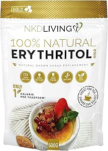 NKD Living Erythritol Gold 500g - Natural Brown Sugar Alternative with Stevia