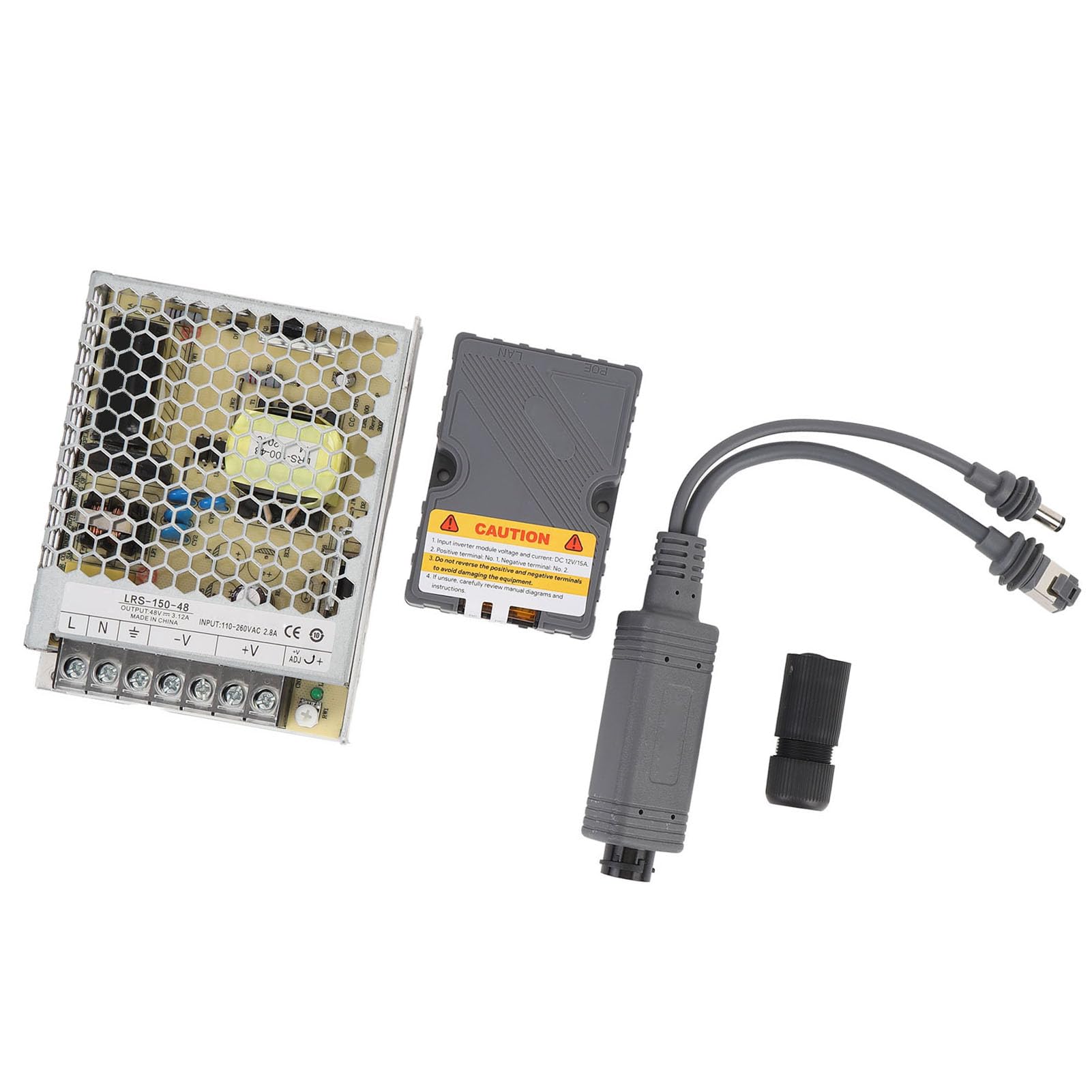 Aramox Adattatore per Iniettore POE, Materiale ABS, Iniettore Power Ethernet da 150 W con Protezione da Cortocircuito, Ideale per Reti Gigabit Ethernet e Mini Sistemi