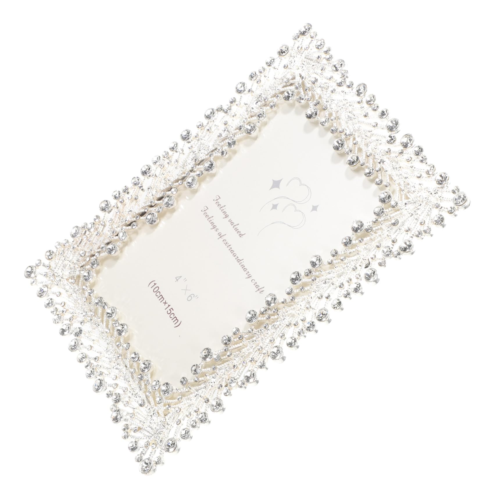 Abaodam Dekorativer Fotorahmen aus Zinklegierung und Glas mit Strass | Tischdeko für Büro und Schlafzimmer, Einzigartiges Design, Chic und Elegant