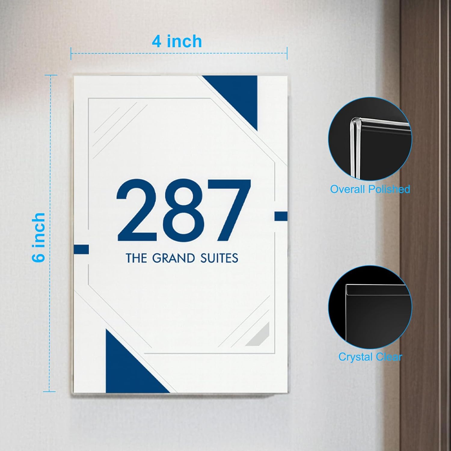 EHWINE 20 Pack 4x6 Wall Mount Acrylic Sign Holder, Wall Signs Photo Menu Flyer Display Holders, Plastic Clear Acrylic Frames for Office Home Hotel Business Store (with Adhesive Tape)