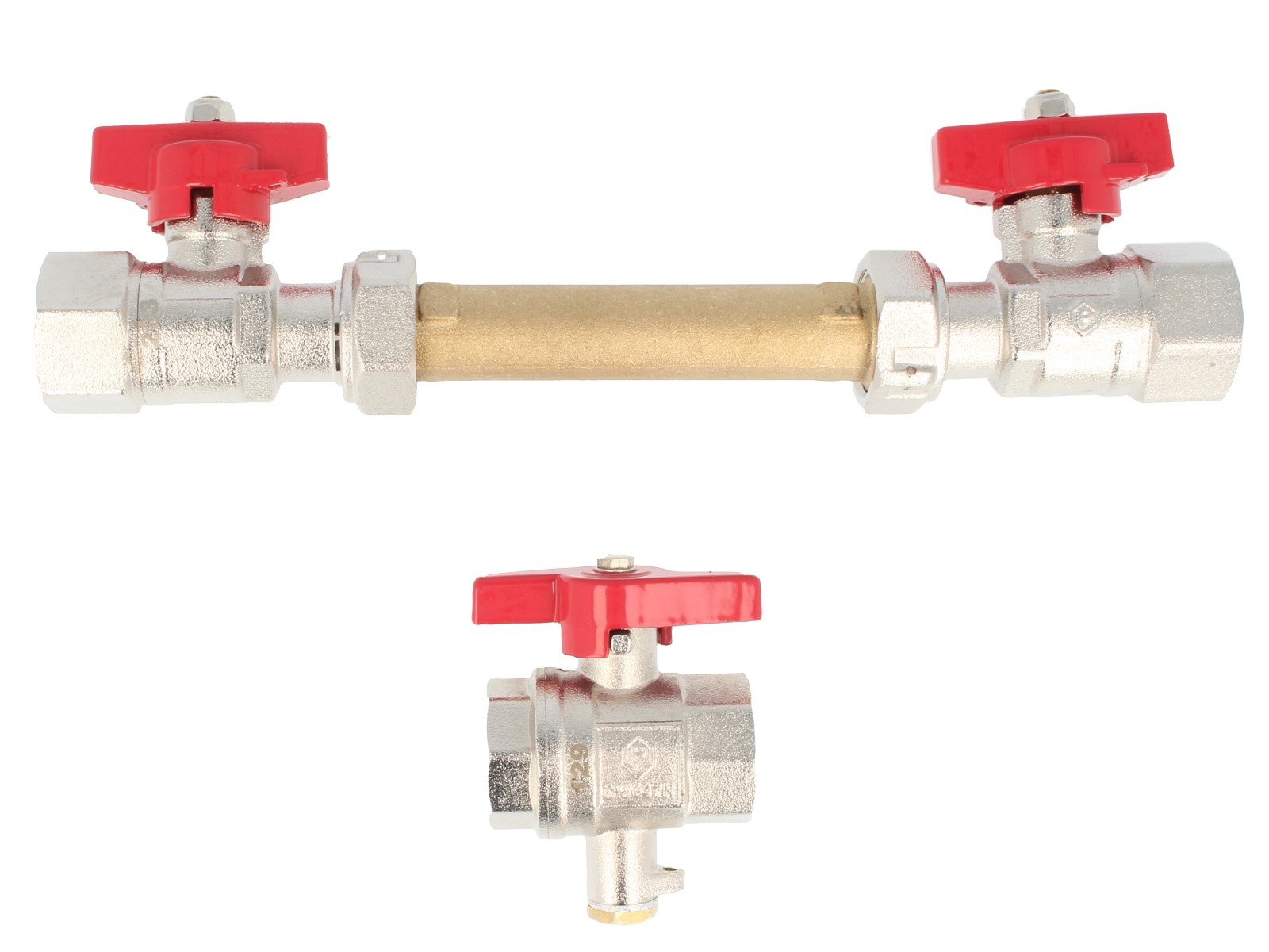 Einbausatz zu Wärmemengenzähler 1/2 Zoll x 110 mm - mit Kugelhähnen
