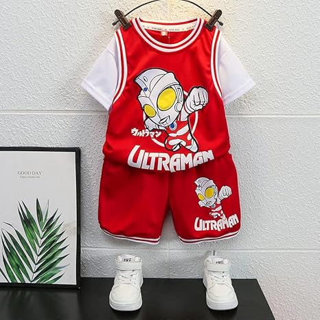 Amazon Co Jp 夏の子供服キャラクターかっこいいウルトラマン半袖半ズボンスポーツウェア通気速乾衣2点セット スポーツウェア スポーツ 学校に行く 外出 子供服 女の子男の子子供 140 推奨高さ130 140cm 02 ファッション