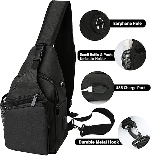 Miniatura 3 de Bolso bandolera  Mochila de hombro, bolsas de pecho, mochila cruzada para mujeres y hombres con puerto de carga USB