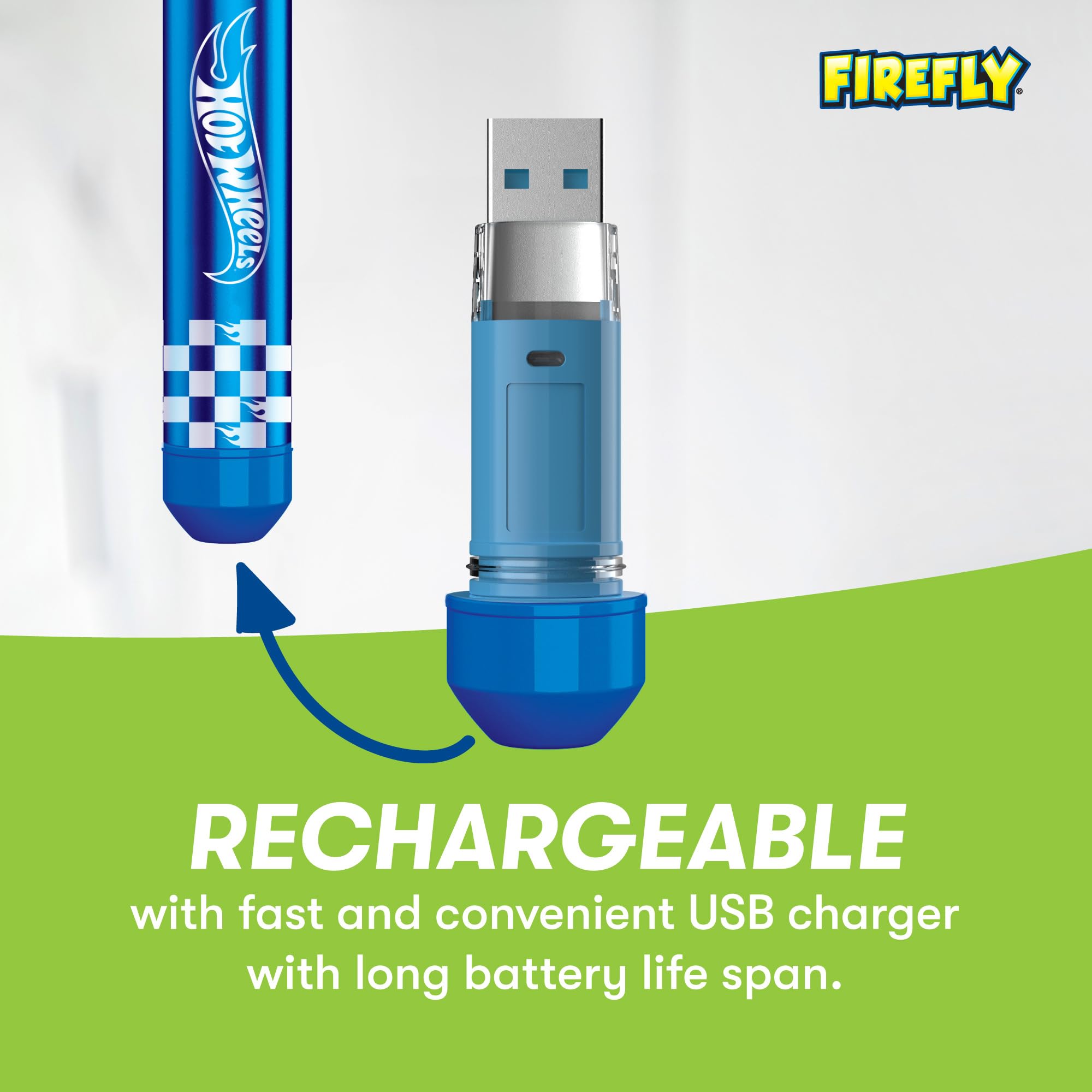 Firefly Sonic Hot Wheels - Spazzolino da denti sottile con ricarica USB e custodia antibatterica, dai 3 anni in su, 1 confezione