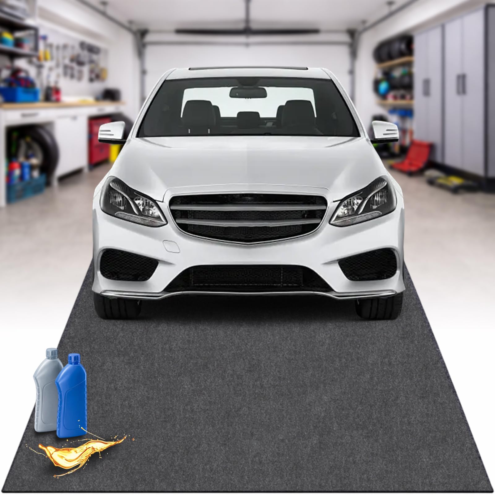 Garagenbodenmatte 253 × 221 cm, wasserdichte Ölauffangmatte zum Schutz von Böden, Garagenmatte für Garage, Eingangsbereich, Kofferraum, Büro und Outdoor