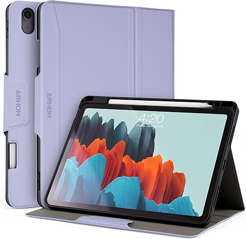 ARHOH Funda para iPad Air de 54 generación 20222020 con soporte para lápices, piel sintética de alta calidad con ángulo de escritura y apagado