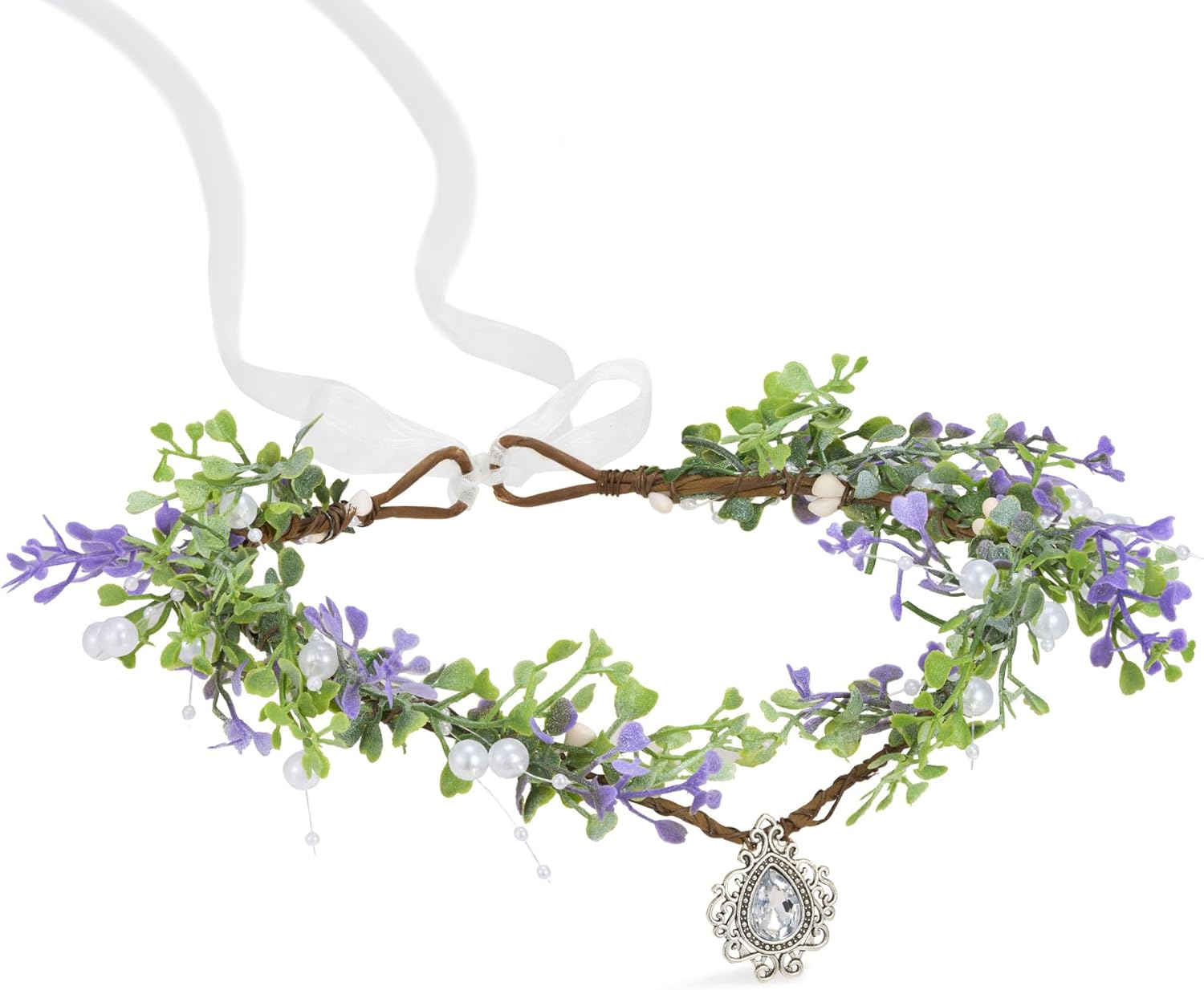 SWEETV Fairy Flower Leaf Crowns for Women Elven Princess Tiara Elf Headpiece for Cosplay Halloween Costume Photoshoot Wedding