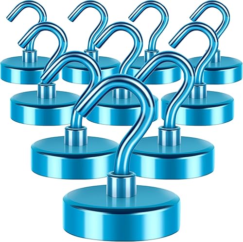 Vista 201 de NEOSMUK - Ganchos magnéticos de alta resistencia con imanes extrafuertes para colgar en refrigerador, crucero, cabinas o parrilla, color blanco