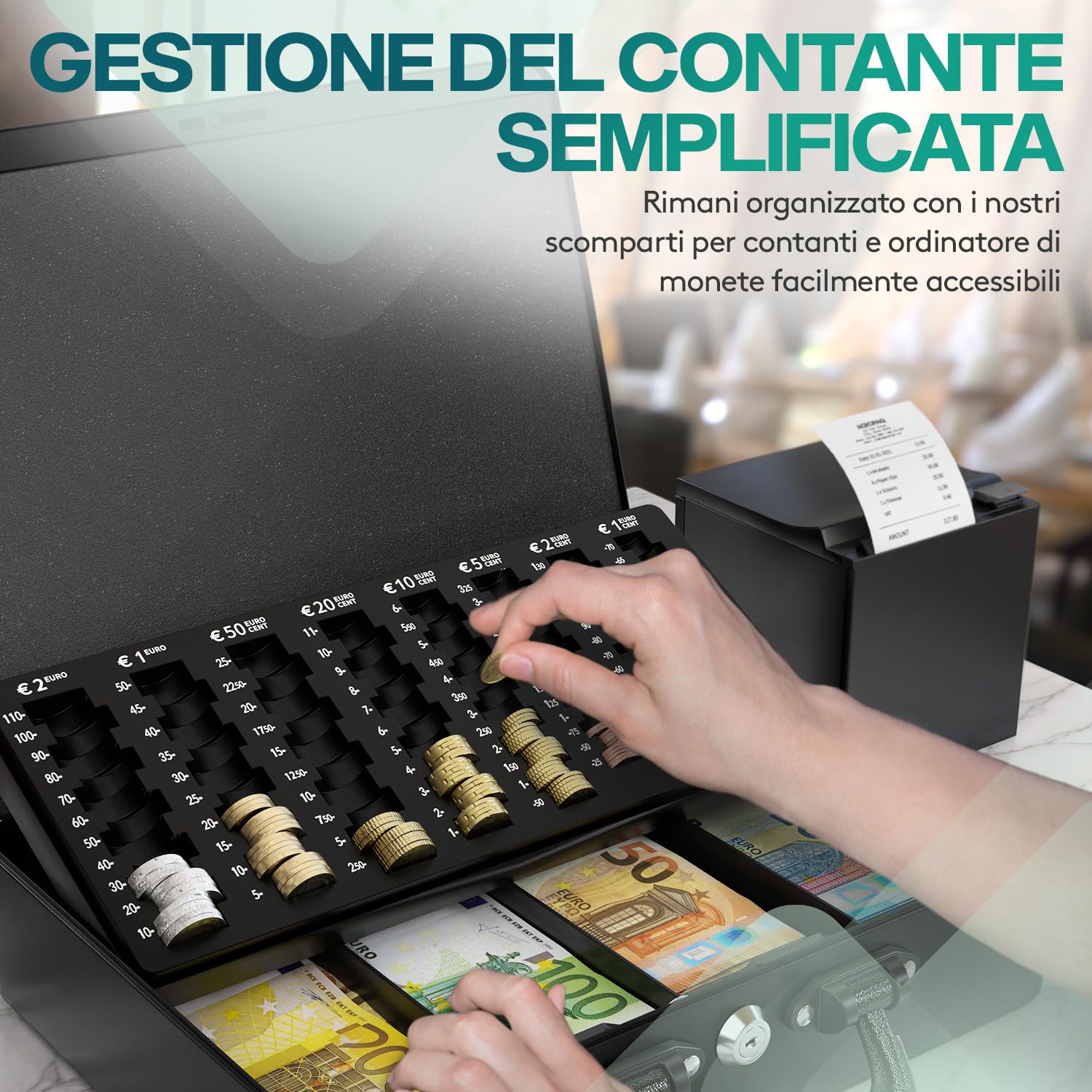 Cassetta Di Sicurezza Portavalori Con Vassoio Contamonete - Cassaforte Portatile Per Denaro E Gioielli - Foto 7