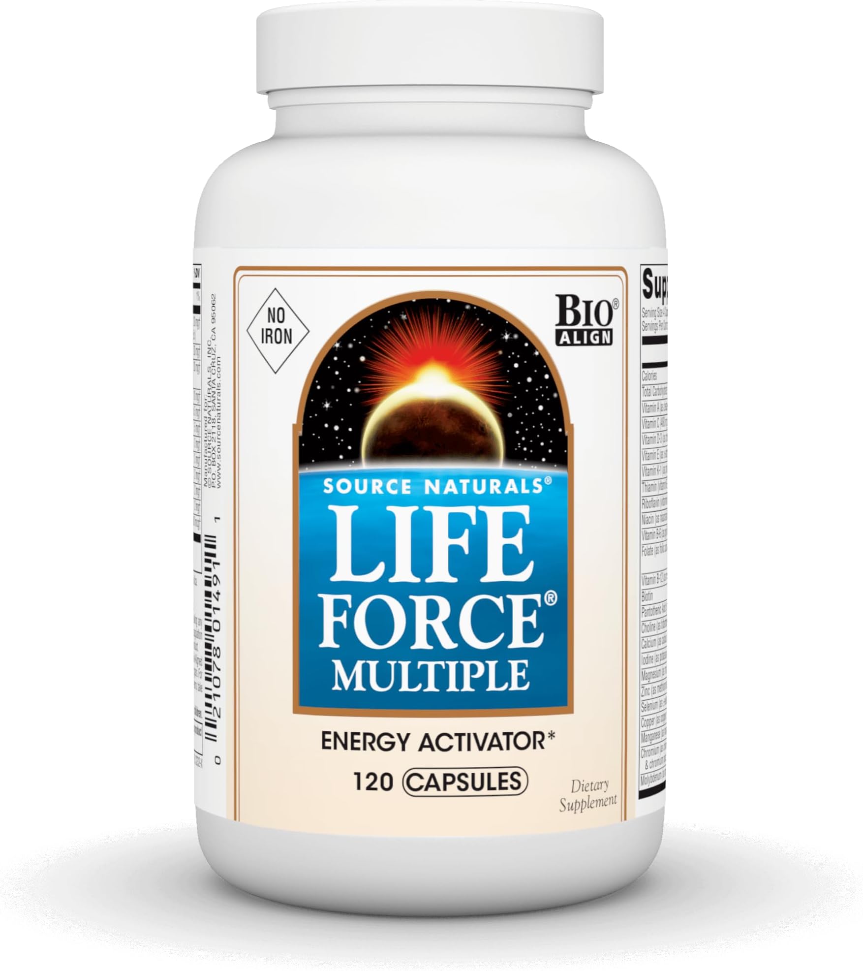 Source Naturals Life Force Multiple Iron Free Daily Multivitamin High Potency Essential Vitamins Minerals Antioxidants & Nutrients Energy & Immune Boost Capsules 120 Multi