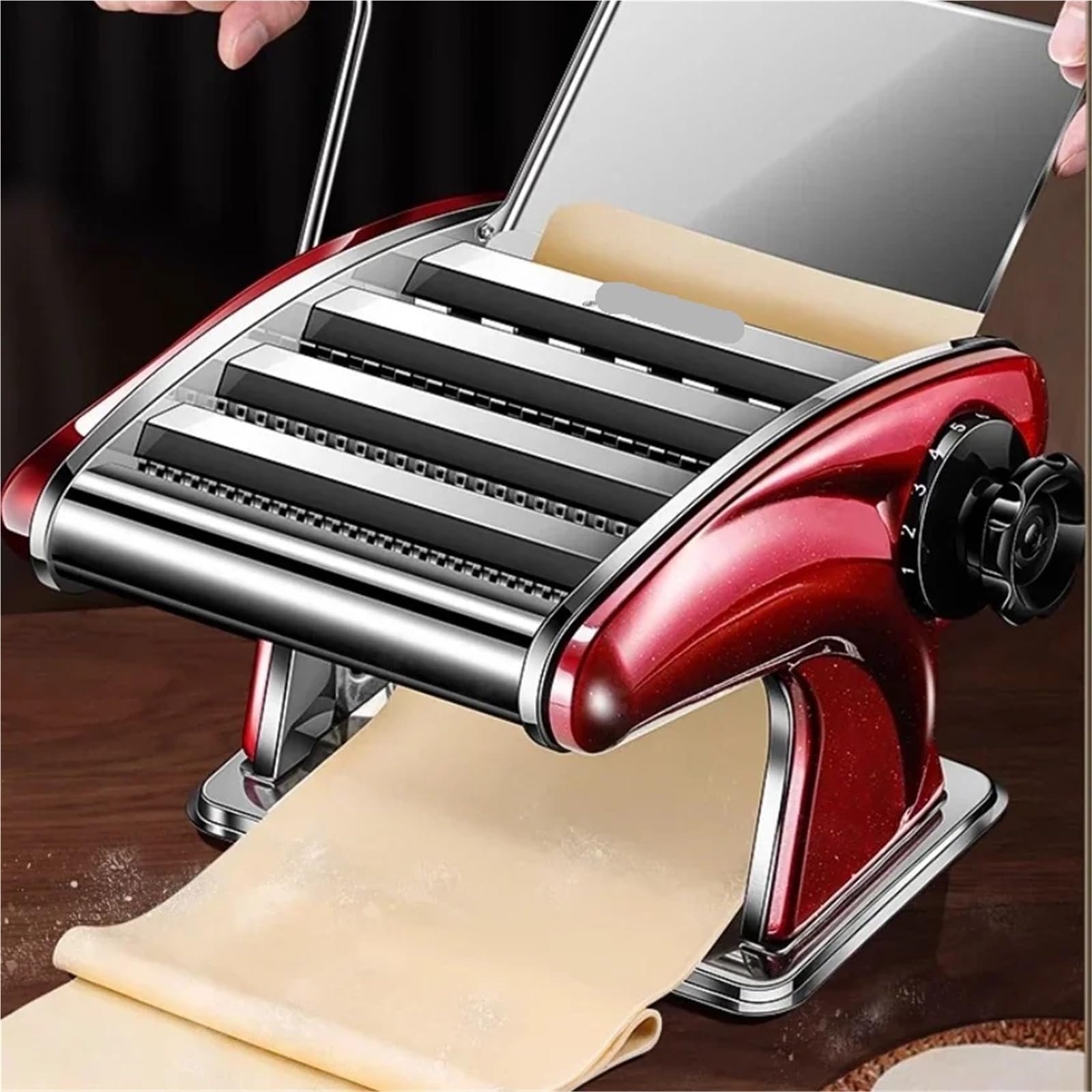 MáQuina De Pasta Manual Prensa manual multifuncional for fideos, pequeña y doméstica - Máquina for hacer Laminadora De Pasta Manual(Silver Two)