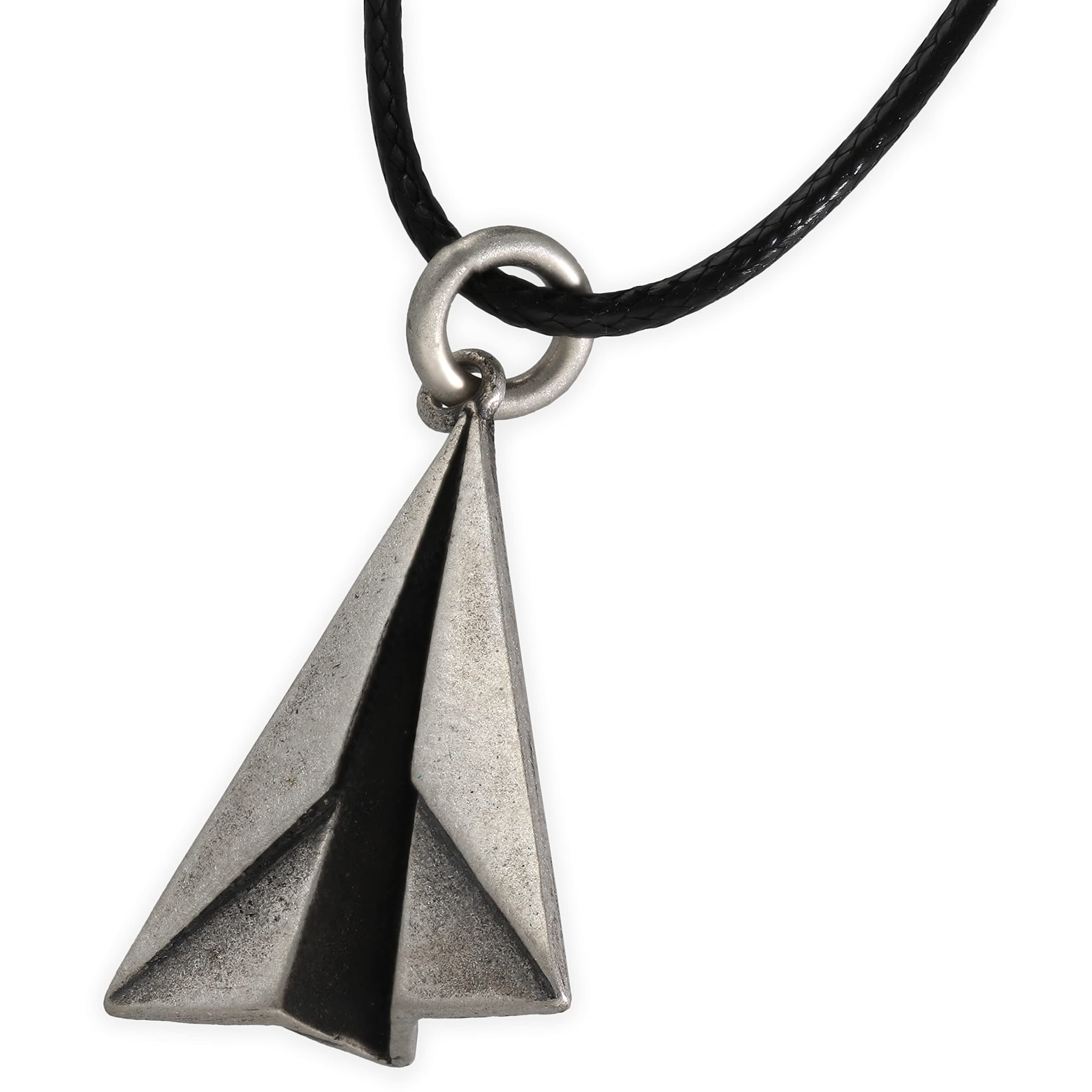 EMMANUELA handcrafted for youHandmade Pendant Necklace Sterling silver pendant on leather cord for men necklace for men paper plane necklace chain necklace origami jewelry