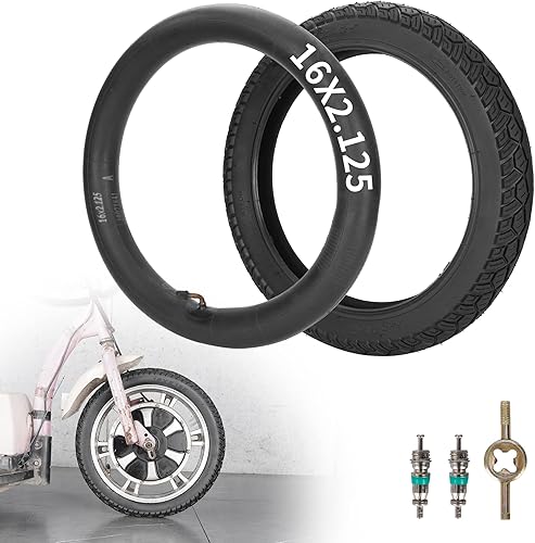 Neumáticos de bicicleta de 16 pulgadas 16 x 2.125 pulgadas y tubos interiores para bicicleta eléctrica, motocicleta y la mayoría de bicicletas