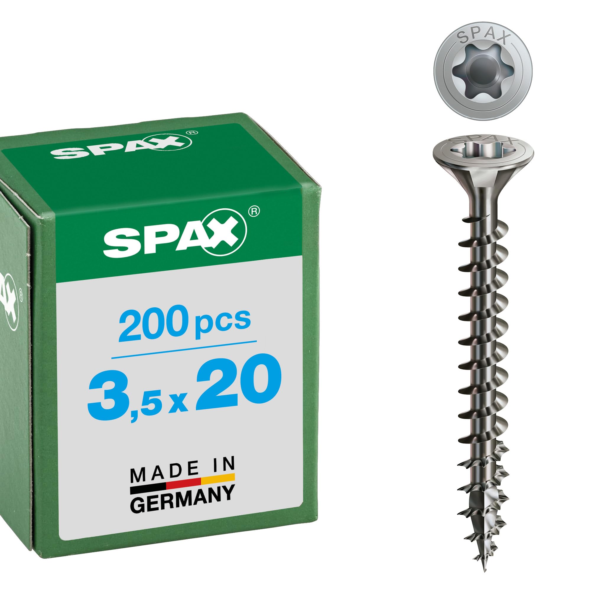 SPAX Universal Screw 3.5 x 20mm T-Star + Stainless Steel A2 200pc