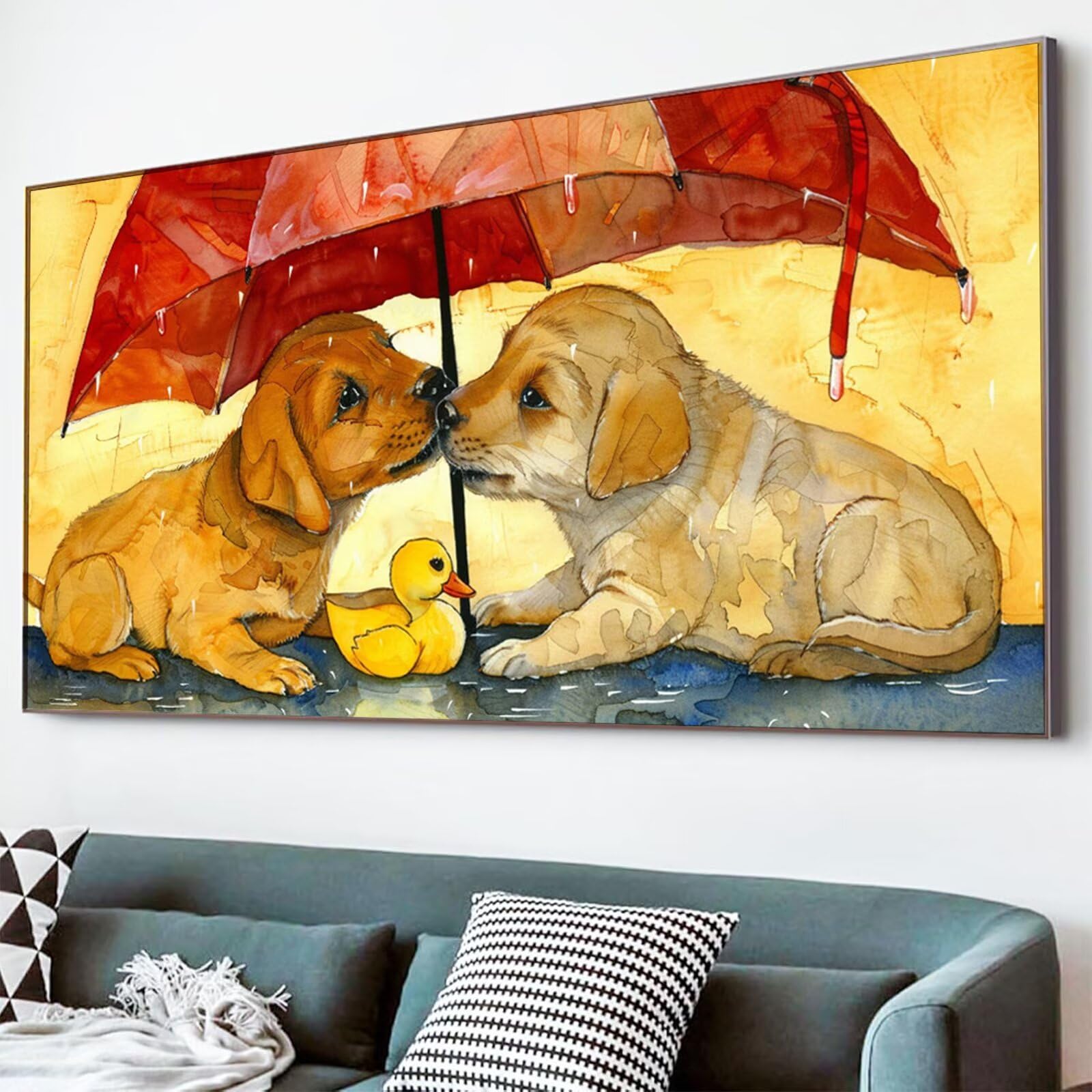 Diamond Painting Regenschirm Diamond Painting Erwachsene Hund Bastelset Kinder ab 6 Jahre Mosaikherstellung Kreatives Geschenke für Mädchen Anfänger, Kreuzstich Arts Craft Zimmer Deko 60x120cm Y5-807