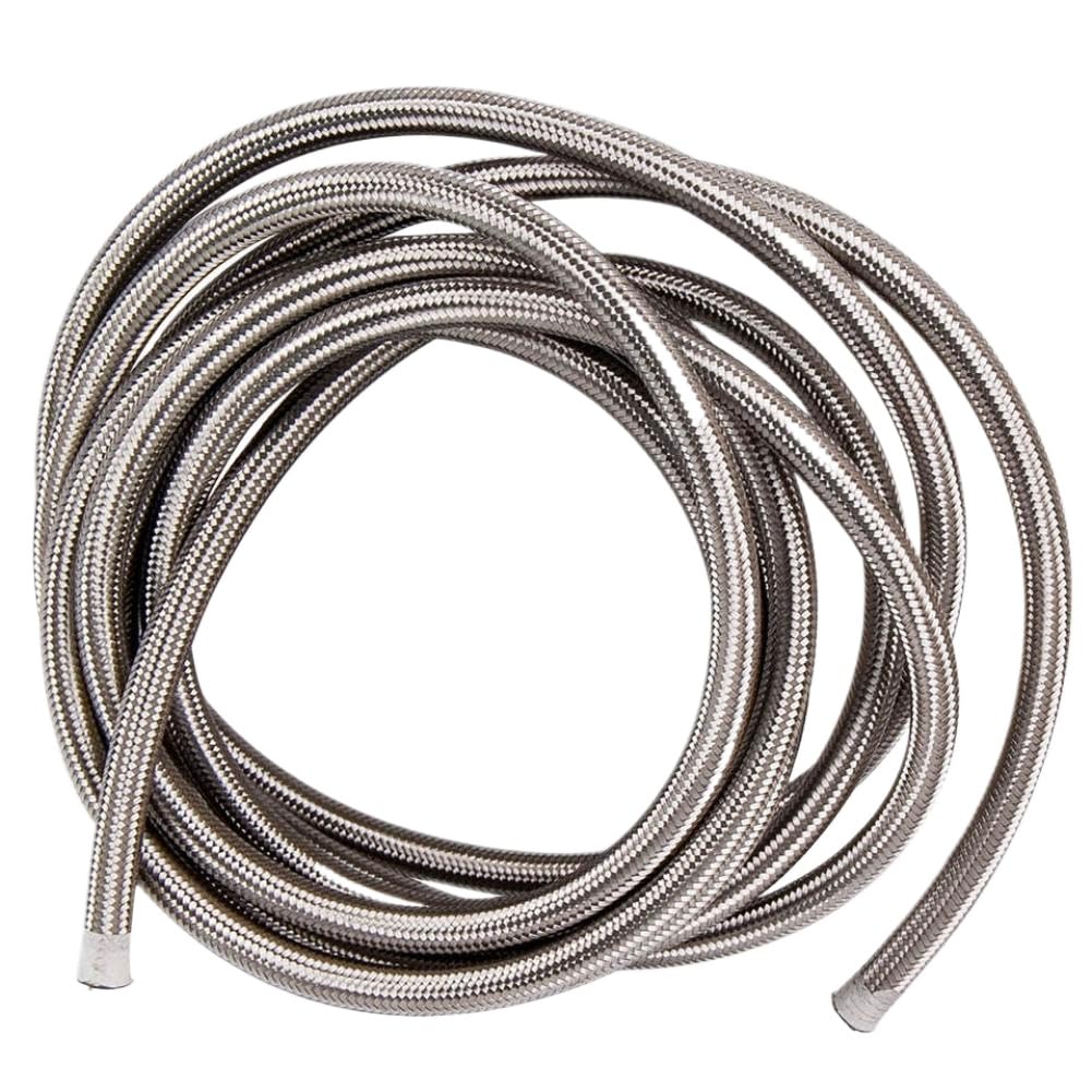 Cqadsdyrx Onecolor Stainless Steel Braided Oil Fuel Line Hose 6M 1000Psi Working Pressure Universal