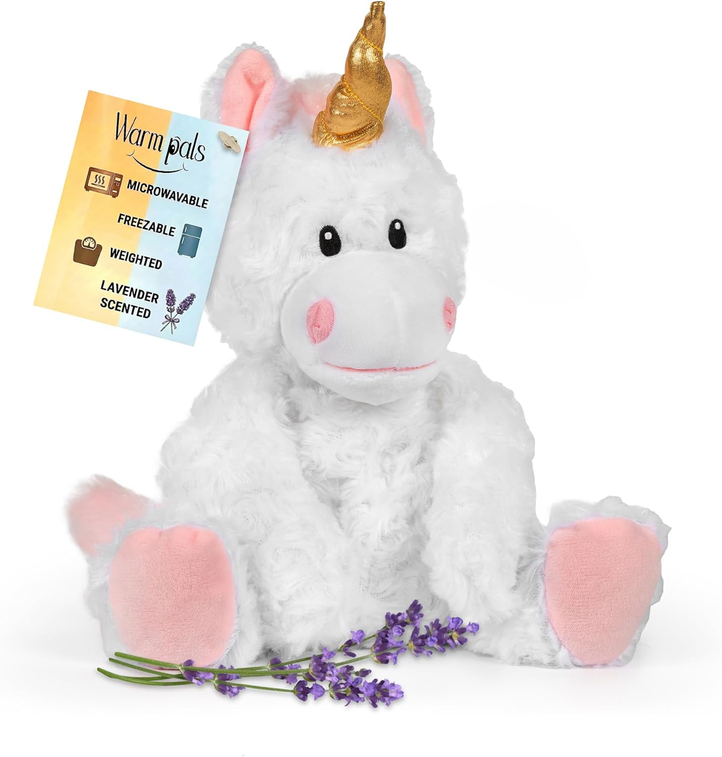 Magical White Unicorn - Microwavable & Weighted Plush Stuffed Animal - Heated Plushie for Warmth - Cute, Soft, Cozy Toy for Adults & Children (Boys, Girls, & Toddlers) by Warm Pals