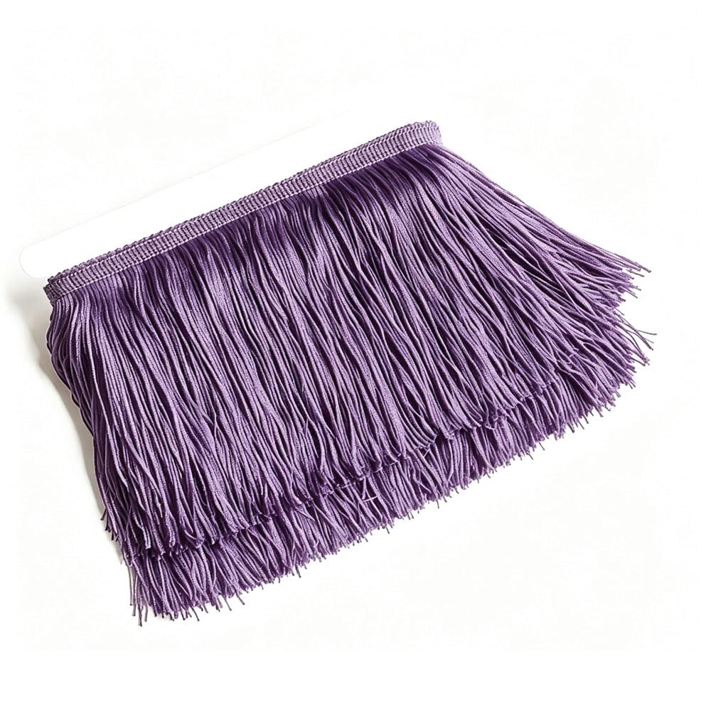 Light Purple Polyester Fringe Trim, 10cmx10m Fringe Trim Tassel Ribbon for DIY Crafting Clothing