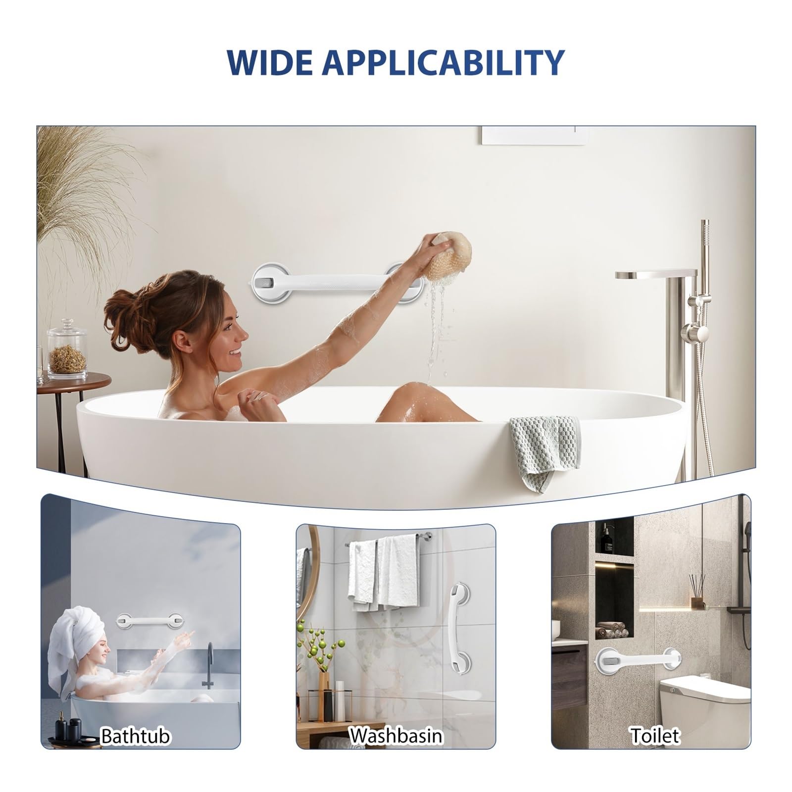 2 piezas de manijas ducha antideslizantes, agarre for inodoro, baño, bañera, barra plástico con ventosa, pasamanos Para ducharse