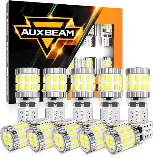 Auxbeam B1 Series 194 LED Bulbs White 168 2825 T10 W5W Bulbs 10PCs | 400% brighter, canbus error free, interior, license plate, dome, map, courtesy, glove box, trunk light, side marker light