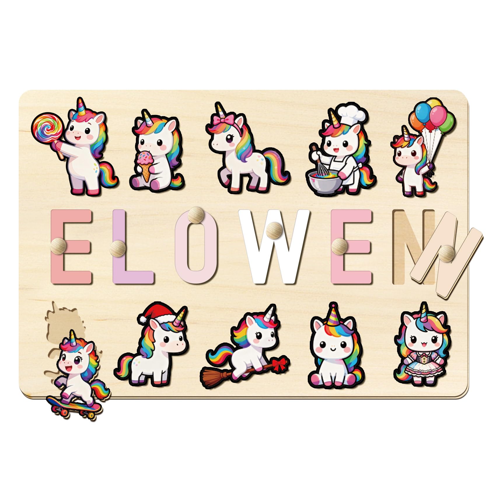 Personalised Name Puzzle for Kids, Personalised Baby Puzzle for 1 Year Old-Baby with Animal Elements, Custom Wooden Puzzles for Baby's First Birthday, Christmas
