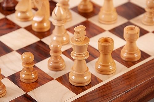 Miniatura 4 de Juego de ajedrez de viaje magnético plegable de madera, 10 pulgadas, palisandro dorado y arce