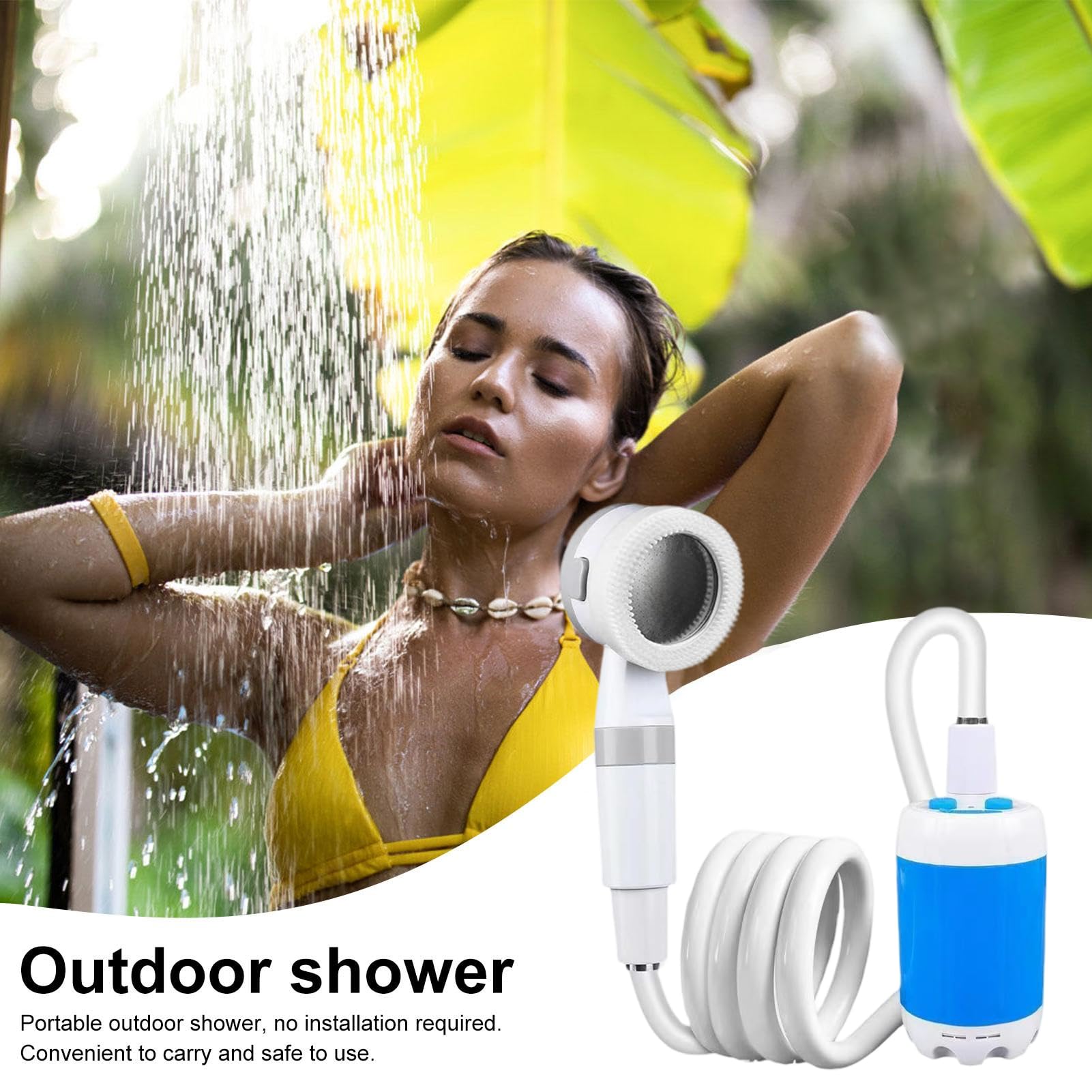 Generico Doccia da Campeggio Spruzzatore d'Acqua, Lavaggio, Pulizia | 5000 mAh Doccia Elettrica Portatile Da Campeggio Per Campeggio Viaggio Spiaggia Esterno Camper Lavaggio Auto Bagno Animali