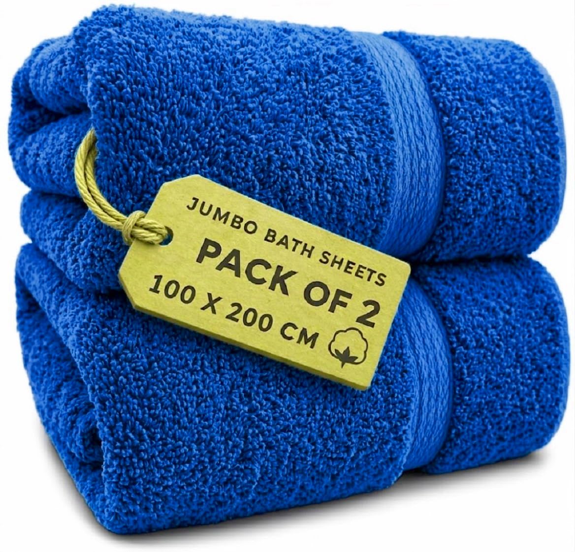EDB 2X Extra Large Super Jumbo Bath Sheets Towels 100 cm W x 200 cm L Body Wrap Premium Quality 100% Egyptian Cotton Beach, Gym, Spa, Hotel Towel Set Super Soft XL Bath Towel 600-GSM (Blue) — image 1