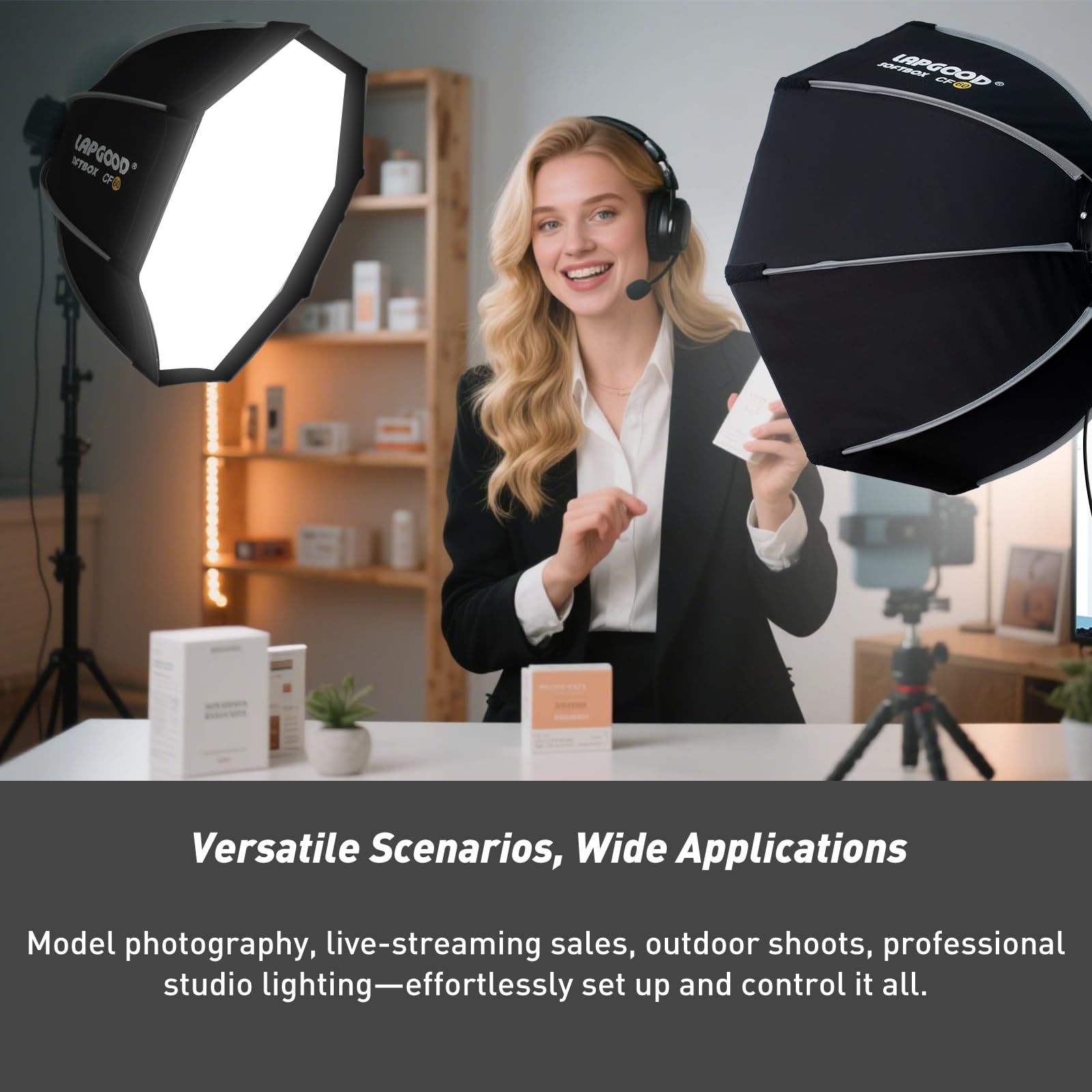 Bowens Mount Softbox 80CM Handheld Quick Set-up, S-Type Bracket Kompatibel mit Godox Canon Sony Fuji YongNuo Flash AD200PRO V1 TT600 V860III 430EXIII SB500 YN320EX YN560