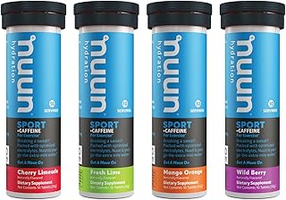 Nuun Sport + Caffeine: Electrolyte Drink Tablets, Mixed Flavor Box, 10 Count (Pack of 4)