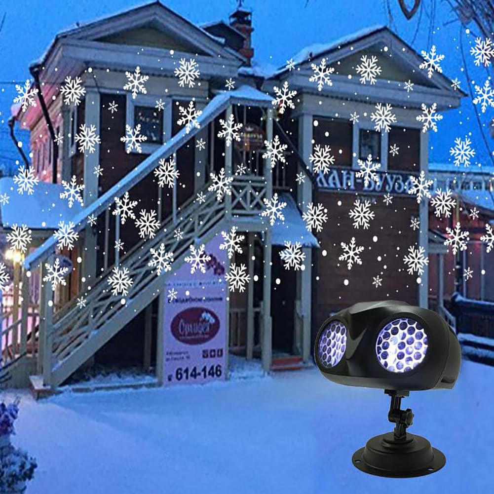 Luci per Proiettori Natalizi da Esterno, Evidenziazione Proiezione Dinamica di Fiocchi di Neve a LED, Luce di Paesaggio Nevicata Impermeabile con Timer di Controllo Remoto RF per Decorazioni