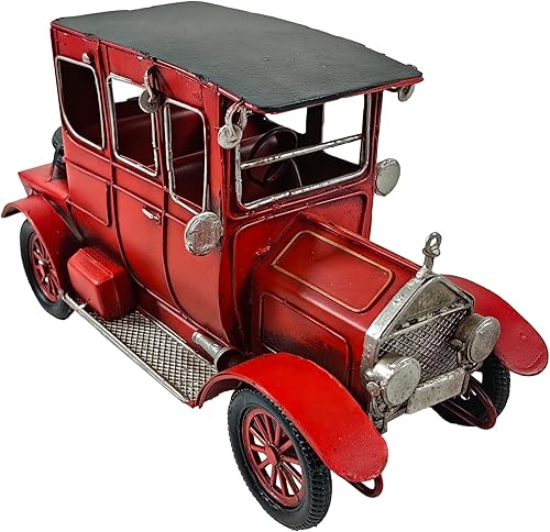 Berfutall - Modelo de auto clásico rojo clásico de hierro de 10 pulgadas, decoración de vehículo coleccionable, decoración navideña de autos