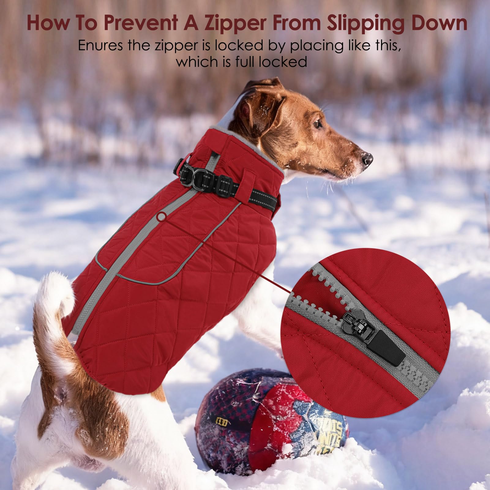 AOFITEE Chaqueta de invierno para perros grandes, abrigo impermeable con cremallera trasera, abrigo reflectante para perro, traje de nieve para perro, abrigo cálido de invierno para perros grandes,