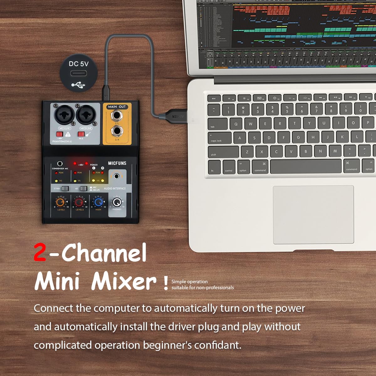 MT2 2-Kanal Audio Mixer
