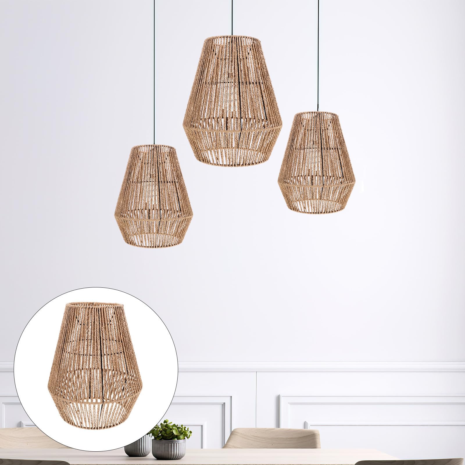 Paralume in Rattan Rustico per Lampada a Sospensione, Copertura Lampada Artigianale, Facile Installazione, Design Creativo per Soggiorno e Ristorante