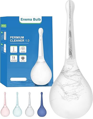 Enema Douche - Bombilla de enema anal con 5 boquillas, kit de limpiador vaginal reutilizable para hombres y mujeres (blanco)