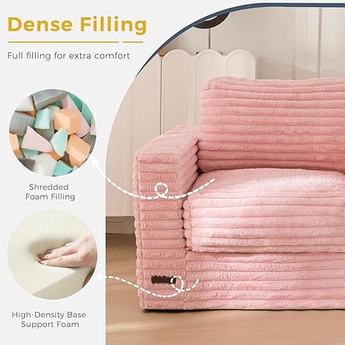Miniatura 105 de MAXYOYO Puf gigante para adultos, sofá tapizado de suelo con almohadas y reposabrazos, puf grande de felpa, sofá para dormitorio, sala de estar,