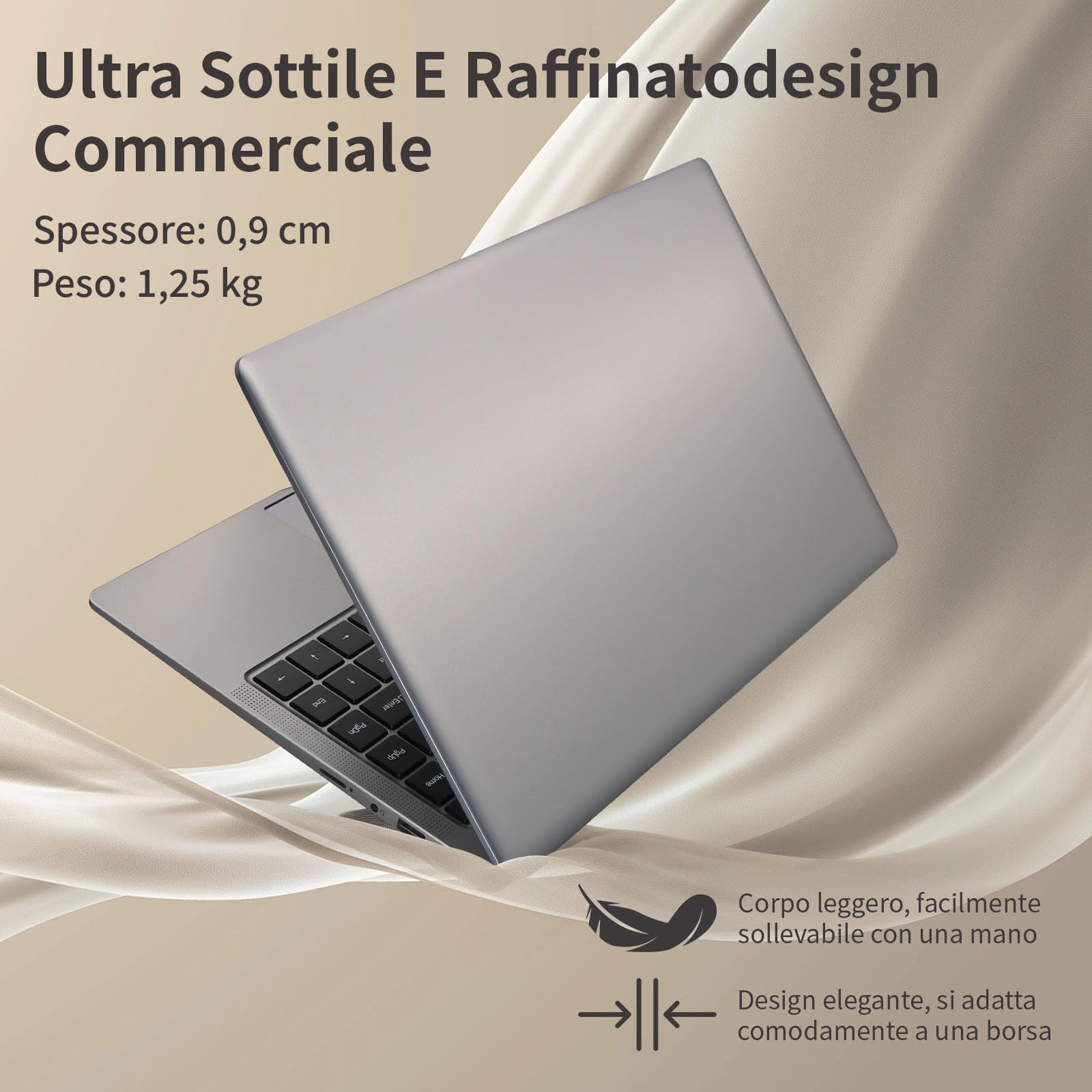 LONGEVINCE 14 pollici Ultrabook Laptop, 6 GB DDR4, 1920 x 1080 IPS, Celeron J4105 Quad Core (fino a 2,6 GHz), USB 3.0, ultra-sottile portatile Notebook (Oro rosa, 6+256G SSD