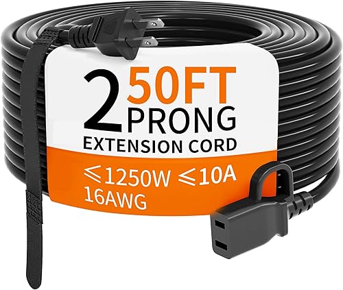 HUANCHAIN Cable de extensión negro de 50 pies para exteriores, impermeable, cable de alimentación flexible 162 para clima frío, 2 puntas, 13A 16AWG
