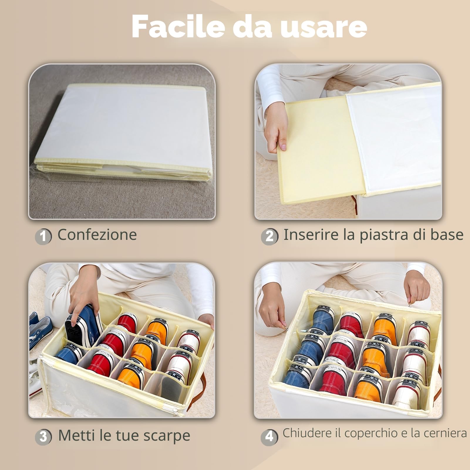 Patinao Portascarpe sottile – adatto a 12 paia di scarpiere, impilabili, salvaspazio, organizer per scarpe, per armadio, shoe rack per scarpe (1 pezzo)