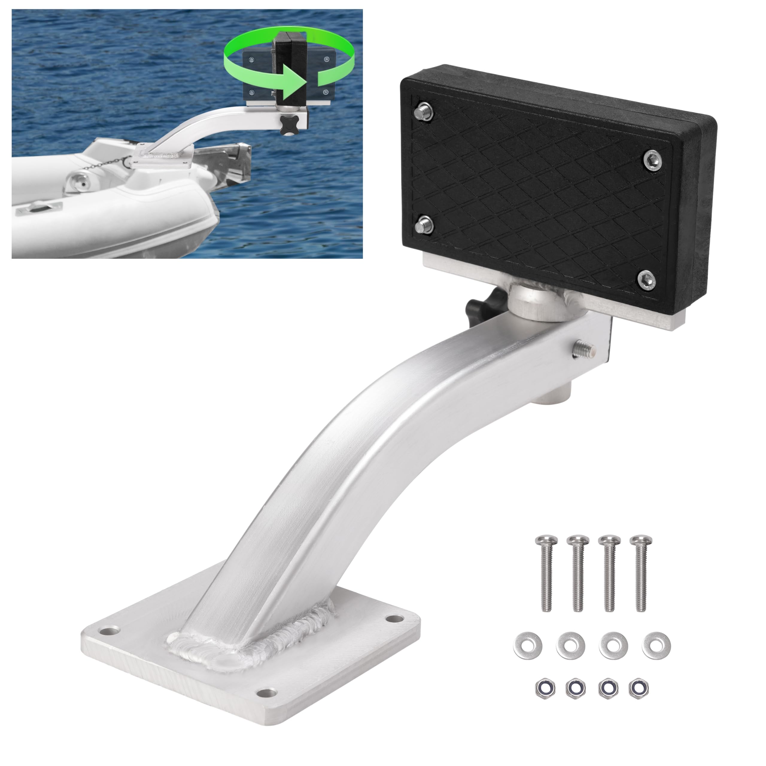 HECASA Trolling Motor Bracket Outboard Motor Mount Deck Mount Aluminium Nylon Silvery Black