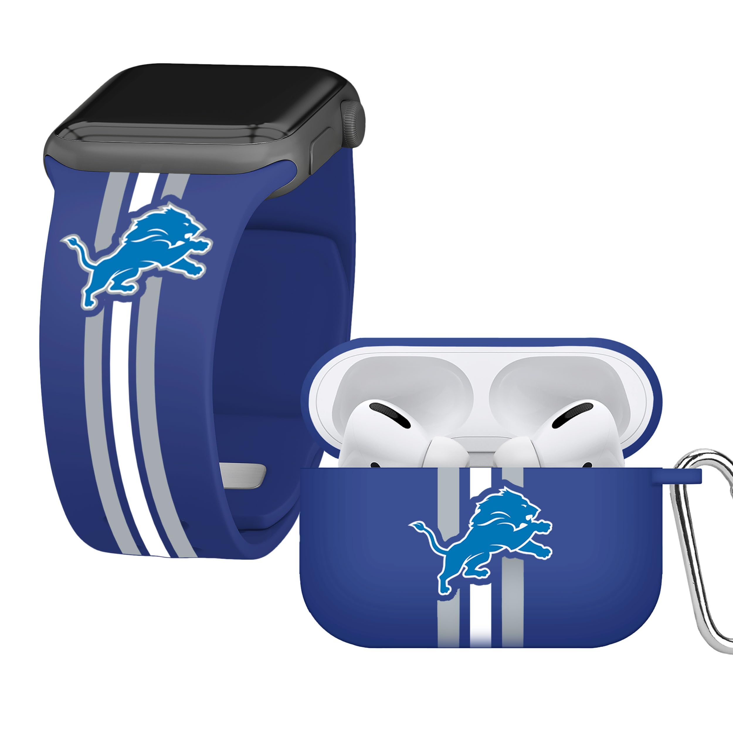 Game Time Detroit Lions HD Combo Package Compatible with Apple Watch and AirPods Pro (38/40/41mm Long)