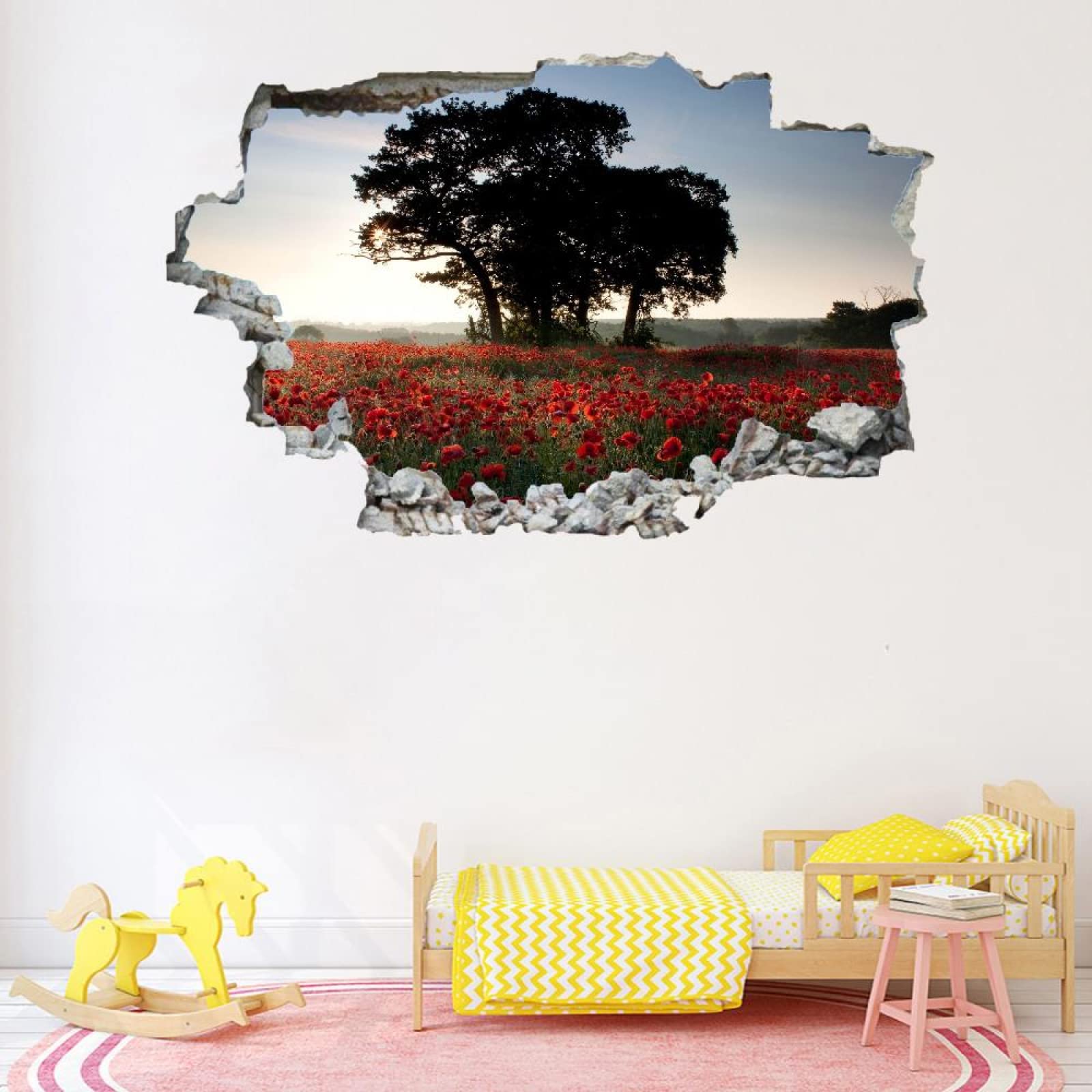 Autocollants De Décoration Murale 3D Écrasés Arbre Autocollant Mural Fleur Tatouage Mural Pour Chambre D'Enfant Chambre De Bébé Salle De Bain Salon Décoration D'Intérieur 80x120cm