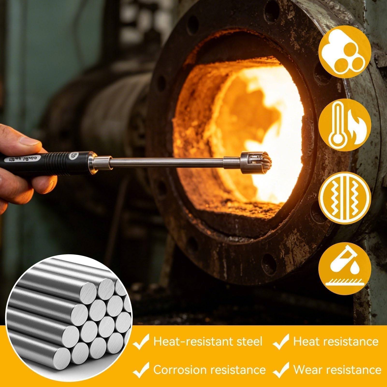 Sonde Type K Air, Sonde de Température de Surface avec Poignée Isolée, Portable Aiguille Pointe Capteur de Thermocouple en Acier à Réponse Rapide pour Mesure de Température