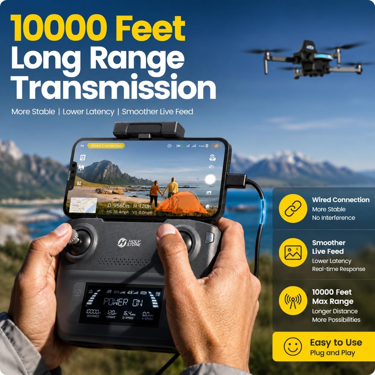 Holy Stone HS360S GPS Drone with 4K Camera for Adults, Under 250g