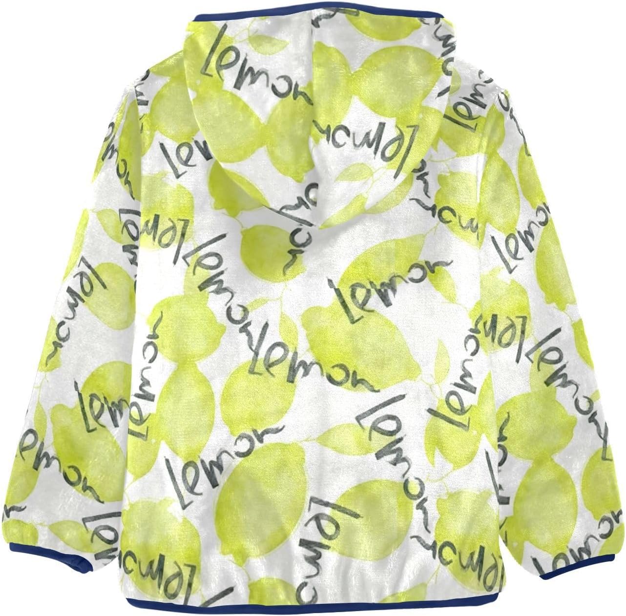 Lemon Pattern Boys Fleece Jacket Children Coat Navy Blue Trendy Baby Boys Clothes