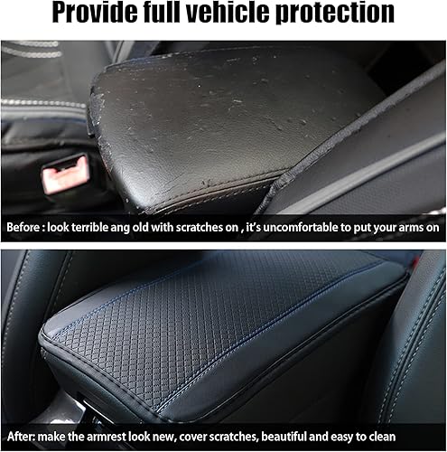 Miniatura 4 de TimNas Paquete de 1 funda de consola central para automóvil alfombrilla universal para reposabrazos de cuatro estaciones cubierta de cuero de fibra